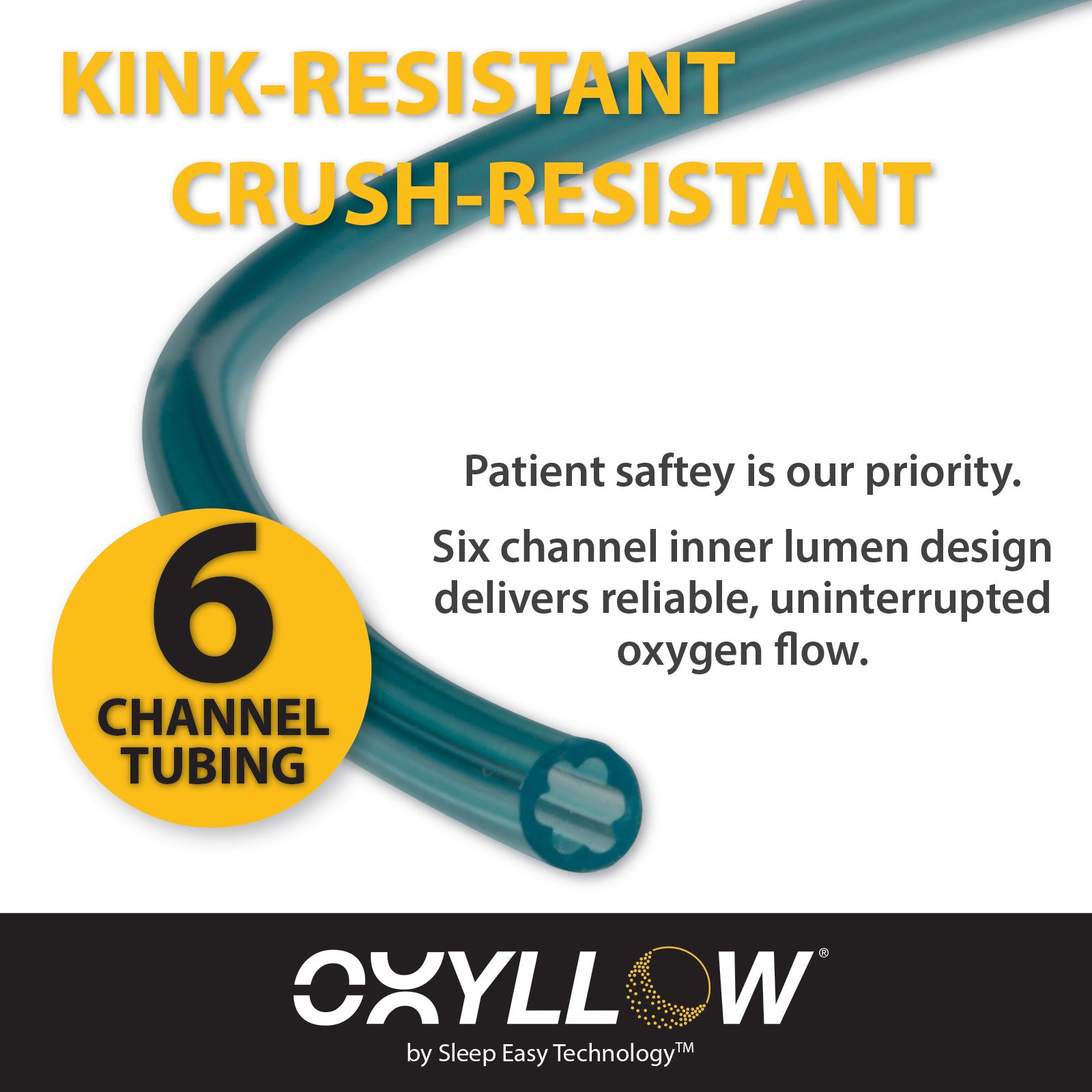 Oxyllow Oxygen Tubing: 3 Sets | 7 Foot Crush-Resistant Oxygen Tubing Set | Includes Y-Connector | Enhanced Oxygen Therapy