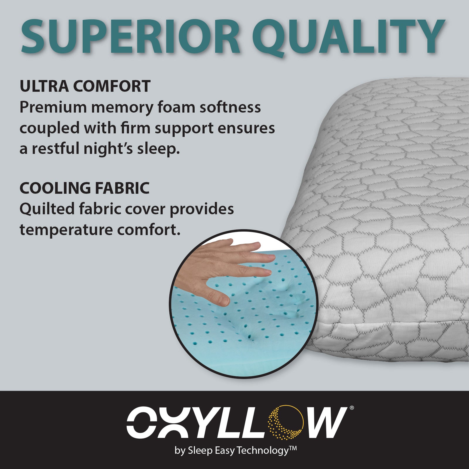 Oxyllow Memory Foam Cooling Pillow - Ideal for Stomach and Side sleepers